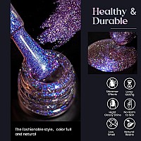 Mizhse Reflective 9D Cat Eye Gel Nail Polish Glitter Magnetic Gel Polish Set With 2 Magnet Sticks Chameleon Magic Effect Holog