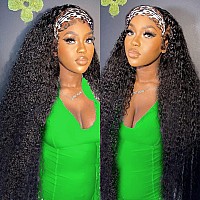 Headband Wig Water Wave Human Hair Wigs Glueless None Lace Front Wigs Headband Wigs Human Hair Brazilian Virgin Hair Machine Mad