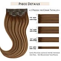 Caliee Brown Clip In Hair Extensions Real Human Hair Invisible Pu Weft Clip In Hair Extensions R4427 Highlighted Chocolate Bro