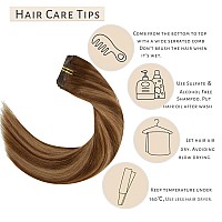 Caliee Brown Clip In Hair Extensions Real Human Hair Invisible Pu Weft Clip In Hair Extensions R4427 Highlighted Chocolate Bro