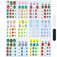 Christmas Nail Stickers Full Nail Wraps For Kids Self Adhesive Xmas Nail Polish Strips For Kids Girls Nail Art Decoration Fun Cu