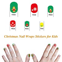 Christmas Nail Stickers Full Nail Wraps For Kids Self Adhesive Xmas Nail Polish Strips For Kids Girls Nail Art Decoration Fun Cu