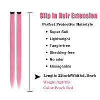 12PCS Colored Pink Hair Extensions Party Highlights Colorful Clip in Hair Extensions 22 Inch Straight Synthetic Hairpieces for Women Kids Girls Halloween Christmas Cosplay(Pink)