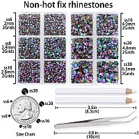 Lpbeads 6000 Pieces Green Volcano Non Hotfix Rhinestones 6 Sizes Round Crystal Glass Flat Back Rhinestones With Tweezers And Pic