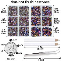 LPBeads 6000 Pieces Blue Volcano Non Hotfix Rhinestones 6 Sizes Round Crystal Glass Flat Back Rhinestones with Tweezers and Picking Pen for Nail Art Crafts Clothes Bags DIY