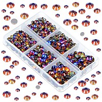 LPBeads 6000 Pieces Blue Volcano Non Hotfix Rhinestones 6 Sizes Round Crystal Glass Flat Back Rhinestones with Tweezers and Picking Pen for Nail Art Crafts Clothes Bags DIY