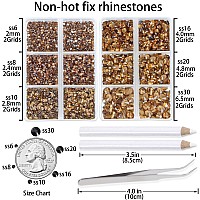 Lpbeads 6000 Pieces Lt Topaz Non Hotfix Rhinestones 6 Sizes Round Crystal Glass Flat Back Rhinestones With Tweezers And Picking