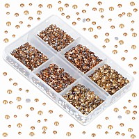 Lpbeads 6000 Pieces Lt Topaz Non Hotfix Rhinestones 6 Sizes Round Crystal Glass Flat Back Rhinestones With Tweezers And Picking