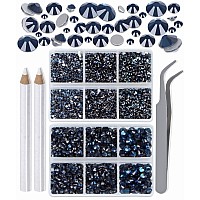 LPBeads 6000 Pieces Montana Non Hotfix Rhinestones 6 Sizes Round Crystal Glass Flat Back Rhinestones with Tweezers and Picking Pen for Nail Art Crafts Clothes Bags DIY