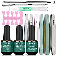 Xifepfr Gel Nail Polish Remover Kit 2 Pack Gel Polish Remover With Liquid Latex Nail Buffer And File Cuticle Tool Magic Gel