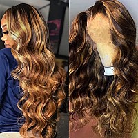 Sensairuite Honey Blonde Lace Front Wig Human Hair Ombre Human Hair Wigs Wide Lace 180 Density Human Hair Wig 28 Inches