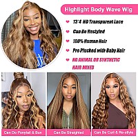 Sensairuite Honey Blonde Lace Front Wig Human Hair Ombre Human Hair Wigs Wide Lace 180 Density Human Hair Wig 28 Inches