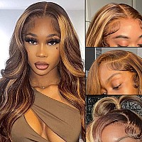 Sensairuite Honey Blonde Lace Front Wig Human Hair Ombre Human Hair Wigs Wide Lace 180 Density Human Hair Wig 28 Inches