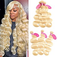 Seekomi 613 Human Hair Body Wave 3 Bundles 12A Brazilian 22 24 26 Inch Blonde Body Wave Human Hair Bundles 100 Virgin Human Hai