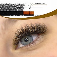 Kolybel Yy Eyelashes Extension Lashes Y Shaped 007Mm C Curl 12Mm Single Tray Lash Extension Easy Premade Fans 2D Soft Matte Bla