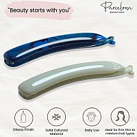 Parcelona French Small 3 Celluloid Set Of 2 French Banana Hair Clip Flexible Ponytail Holder Fashion Durable Styling Women H