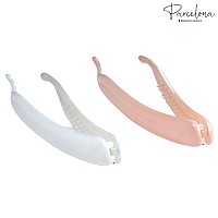 Parcelona French Small 3 Celluloid Set Of 2 French Banana Hair Clip Flexible Ponytail Holder Fashion Durable Styling Women H