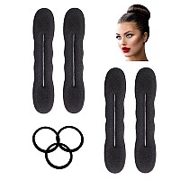 Styla Hair Black Magic Hair Bun Maker 4 Pack Large Foam Sponge Shaper Accessories Strong Flexible Reusable Twister For Updos