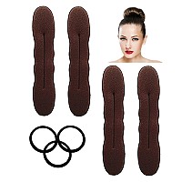 Styla Hair Brunette 4 Count Hair Bun Maker Accessories Large Foam Sponge Shaper For Easy Bun Twister Ballet Buns French Twist