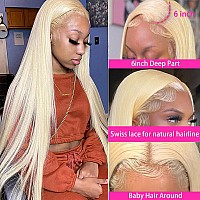 Siyusi 613 Lace Front Wig Human Hair Blonde Wig Human Hair 28Inch 180 Density 613 13X6 Lace Front Wig Human Hair Straight 613 H