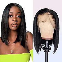 Ainmeys Hair 13X4 Lace Front Wigs Glueless Wigs Human Hair Pre Plucked Short Bob Wigs Brazilian Straight Human Hair Wigs For Bla