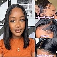 Ainmeys Hair 13X4 Lace Front Wigs Glueless Wigs Human Hair Pre Plucked Short Bob Wigs Brazilian Straight Human Hair Wigs For Bla