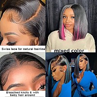 Ainmeys Hair 13X4 Lace Front Wigs Glueless Wigs Human Hair Pre Plucked Short Bob Wigs Brazilian Straight Human Hair Wigs For Bla