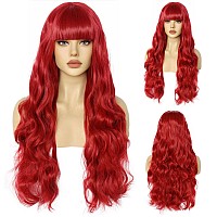 Anogol Wig Cap80Cm32Inch Long Red Wig For Women Cosplay Wigs For Anime Cosplay Peluca Roja Curly Red Wig Red Hair Wig For Wom