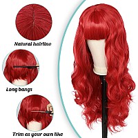 Anogol Wig Cap80Cm32Inch Long Red Wig For Women Cosplay Wigs For Anime Cosplay Peluca Roja Curly Red Wig Red Hair Wig For Wom