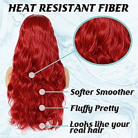 Anogol Wig Cap80Cm32Inch Long Red Wig For Women Cosplay Wigs For Anime Cosplay Peluca Roja Curly Red Wig Red Hair Wig For Wom