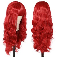 Anogol Wig Cap80Cm32Inch Long Red Wig For Women Cosplay Wigs For Anime Cosplay Peluca Roja Curly Red Wig Red Hair Wig For Wom