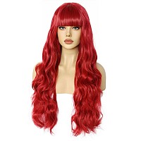 Anogol Wig Cap80Cm32Inch Long Red Wig For Women Cosplay Wigs For Anime Cosplay Peluca Roja Curly Red Wig Red Hair Wig For Wom