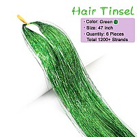 Missuhui Hair Tinsel Kit With Tools 47Inch 1200 Strands Fairy Hair Tinsel Heat Resistant Glitter Tinsel Hair Extensions Sparklin