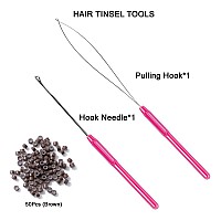 Missuhui Hair Tinsel Kit With Tools 47Inch 1200 Strands Fairy Hair Tinsel Heat Resistant Glitter Tinsel Hair Extensions Sparklin