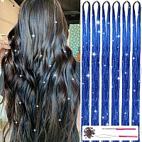 Missuhui Hair Tinsel Kit With Tools 47Inch 1200 Strands Fairy Hair Tinsel Heat Resistant Glitter Tinsel Hair Extensions Sparklin