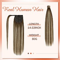 Ve Sunny Human Hair Ponytail Balayage Ponytail Human Hair Extensions Medium Brown Ombre Platinum Blonde Real Human Hair Ponytail