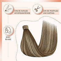 Ve Sunny Human Hair Ponytail Balayage Ponytail Human Hair Extensions Medium Brown Ombre Platinum Blonde Real Human Hair Ponytail