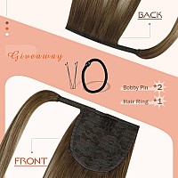 Ve Sunny Human Hair Ponytail Balayage Ponytail Human Hair Extensions Medium Brown Ombre Platinum Blonde Real Human Hair Ponytail