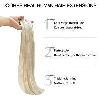 Doores Clip In Hair Extensions Real Human Hair Ash Blonde Highlighted Platinum Blonde 130G 7Pcs 18 Inch Clip In Virgin Hair Ext