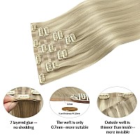 Doores Clip In Hair Extensions Real Human Hair Ash Blonde Highlighted Platinum Blonde 130G 7Pcs 18 Inch Clip In Virgin Hair Ext