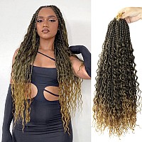 Goddess Box Braids Crochet Hair With Curly Ends 22 Inch Bohomian Box Braids Crochet Braids 8 Packs 3X Crochet Braids Synthetic B