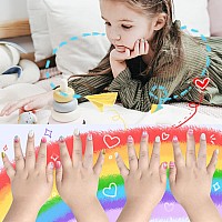 Laza 72Pcs Children Nails Press On Preglue Full Cover Gold Silver Glitter Pink Blue Shell Star Heart Short False Nail Kits For