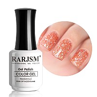 Rarjsm Glitter Gel Nail Polish Sparkly Peachy Pink Holographic Iridescent Gel Polish Chunky Soak Off Led Uv Curing Required Long