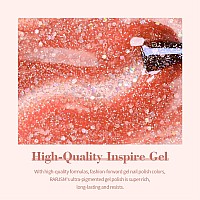 Rarjsm Glitter Gel Nail Polish Sparkly Peachy Pink Holographic Iridescent Gel Polish Chunky Soak Off Led Uv Curing Required Long