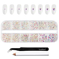 Beadsland Rhinestones for Makeup,8 Sizes 2500pcs Crystal Flatback Rhinestones Face Gems for Nails Crafts with Tweezers and Wax Pencil,Transparent AB,SS4-SS30