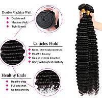 Closure With Bundles 16 18 20 2214 Closure Free Part Deep Wave 4 Bundles With 4X4 Lace Closure 100 Unprocessed Brazilian Vir