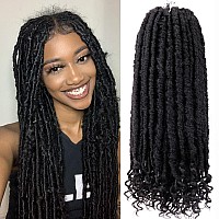 Goddess Locs Crochet Hair 6 Packs 14 Inch Straight Faux Locs Crochet Hair For Black Women Crochet Prelooped Curly Hair Soft Fa