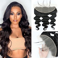 Uneed 13X4 Frontal Hd Lace Frontal 20 Inch Body Wave Frontal Human Hair Transparent Hd Frontal Closure 150 Density Natural Hair