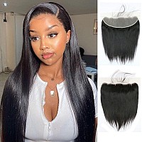 Uneed 13X4 Frontal Hd Lace Frontal 18 Inch Straight Frontal Human Hair Transparent Hd Frontal Closure 150 Density Natural Hairl