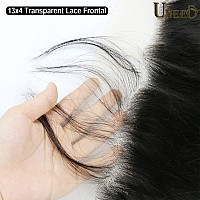 Uneed 13X4 Frontal Hd Lace Frontal 18 Inch Straight Frontal Human Hair Transparent Hd Frontal Closure 150 Density Natural Hairl